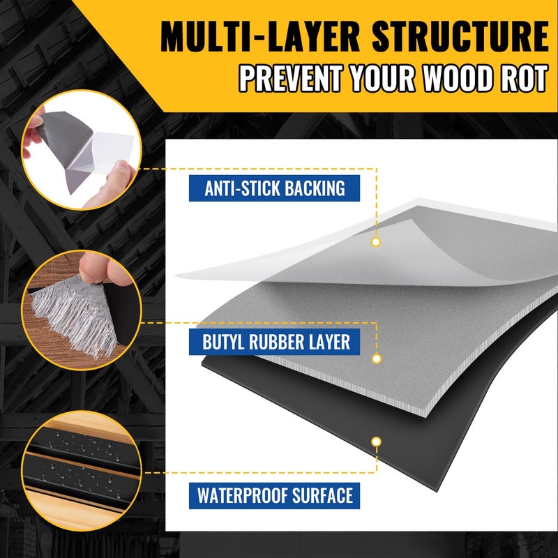 VIVIDA Butyl Joist Tape for Decking 2" × 50' (2 Roll), Waterproof Deck Joist Butyl Sealant Tape for Wood Beams, Roof - Image 3
